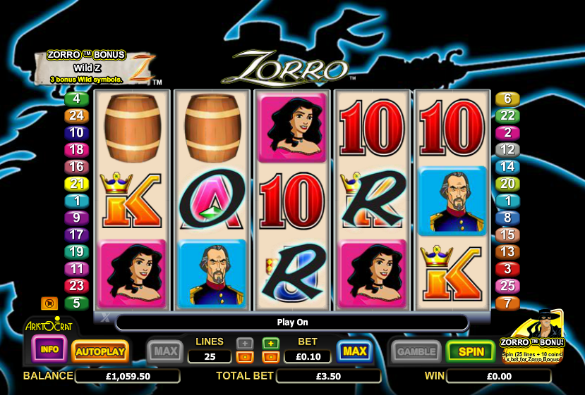 Play zorro slot machine online free